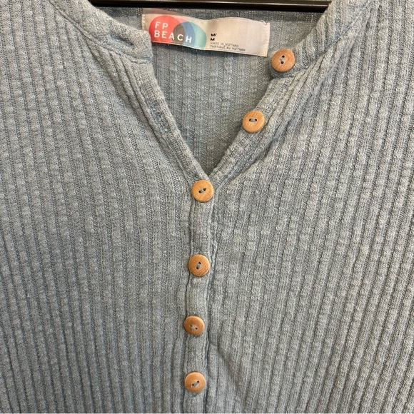 Free People Beach Blossom Button Up T Shirt Dress Light Blue Size Medium - Picture 5 of 9